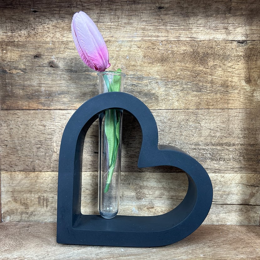 Herzvase in Schwarz